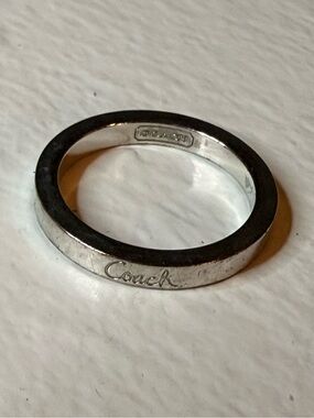 Vintage Coach Sterling Silver 925 Logo Band Ring Size 8 Stackable Minimalist